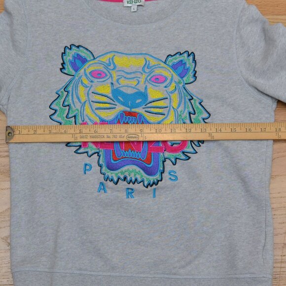 Kenzo Kids Logo-Embroidered Gray Cotton Sweatshirt Size Large - Picture 5 of 7